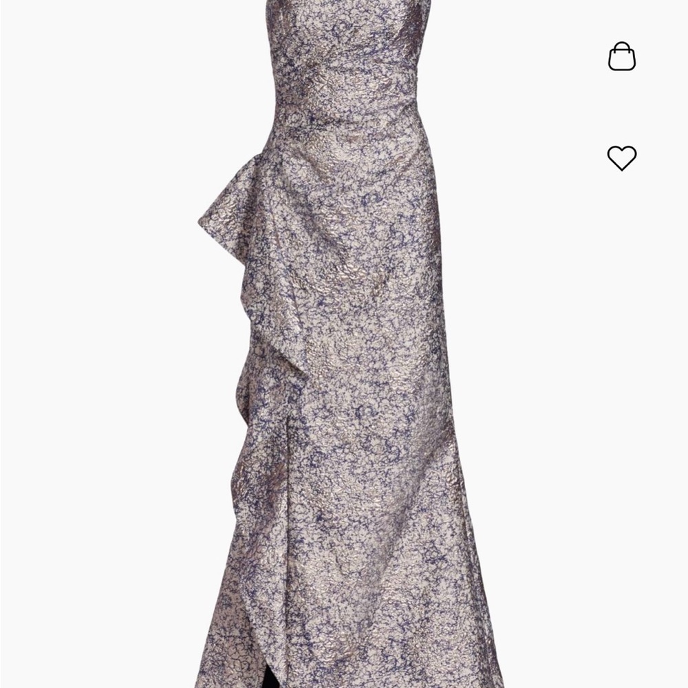 ✨Teri Jon for Rickie Freeman One Shoulder Jacquard Metallic Gown in Pink Lilac✨ - Picture 12 of 16